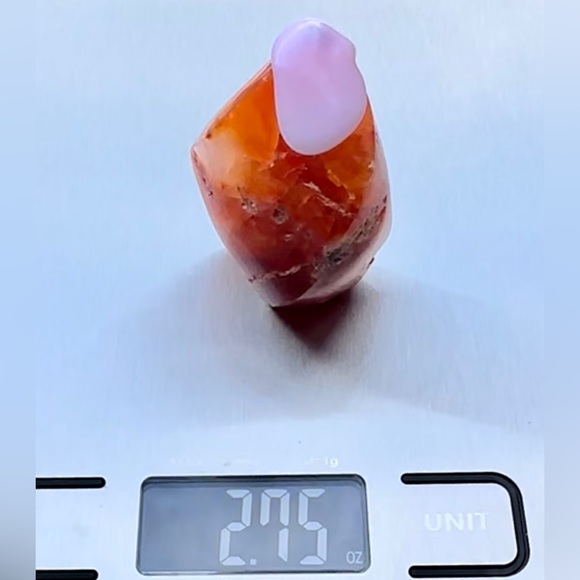 🔥 Natural Carnelian Agate Druzy Flame Carving - Picture 3 of 4